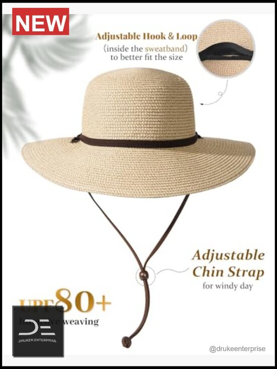 Wide Brim Sun Hat with Wind Lanyard UPF 80+ Foldable Beach Hat main image 7